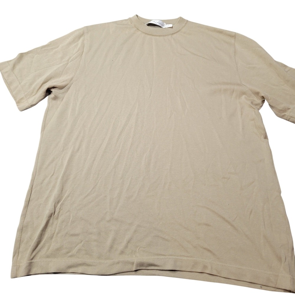 St. Croix Knits T-Shirt Mens Medium Tan Cotton Microfiber Short Sleeve USA Made
